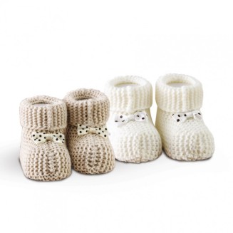 Πλεκτά Παπουτσάκια Αγκαλιάς Σετ 2 Ζεύγη SB Home Baby Shoes No2