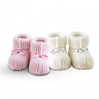 Πλεκτά Παπουτσάκια Αγκαλιάς Σετ 2 Ζεύγη SB Home Baby Shoes No1