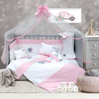 Σετ Προίκα Κούνιας 3 Τεμαχίων SB Home My Baby Cars Pink