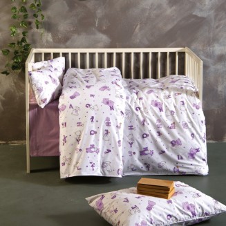 Σεντόνια Σετ Κούνιας 120x160 SB Home Alphabet Lilac