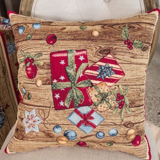 Χριστουγενιάτικη Μαξιλαροθήκη Gift - 45x45cm με γέμιση Teoran Home