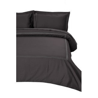 Σετ Παπλωματοθήκη Υπέρδιπλή 220x240 Satin Embroidered Classico 4-Anthracite Anna Riska