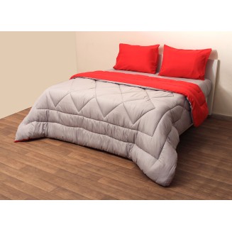 Πάπλωμα Δίχρωμο Υπέρδιπλο 220x240 Microfiber Γκρί-Κόκκινο Viopros