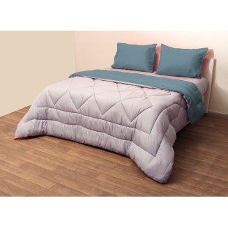 Πάπλωμα Δίχρωμο Υπέρδιπλο 220x240 Microfiber Γκρί-Πετρόλ Viopros