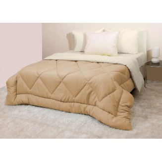 Πάπλωμα Δίχρωμο Υπέρδιπλο 220x240 Microfiber Εκρού-Μπέζ Viopros