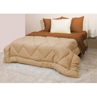Πάπλωμα Δίχρωμο Υπέρδιπλο 220x240 Microfiber Μπέζ-Καφέ Viopros