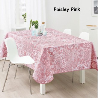 Τραπεζομάντηλο Αλέκιαστο 150x180 Flamingo Paisley Pink