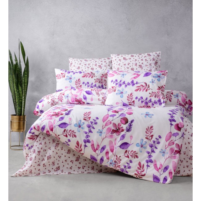 Παπλωματοθήκη Υπέρδιπλη (Σετ) (230X250) Mcdecor Flower Lila - MCDECOR 230x250