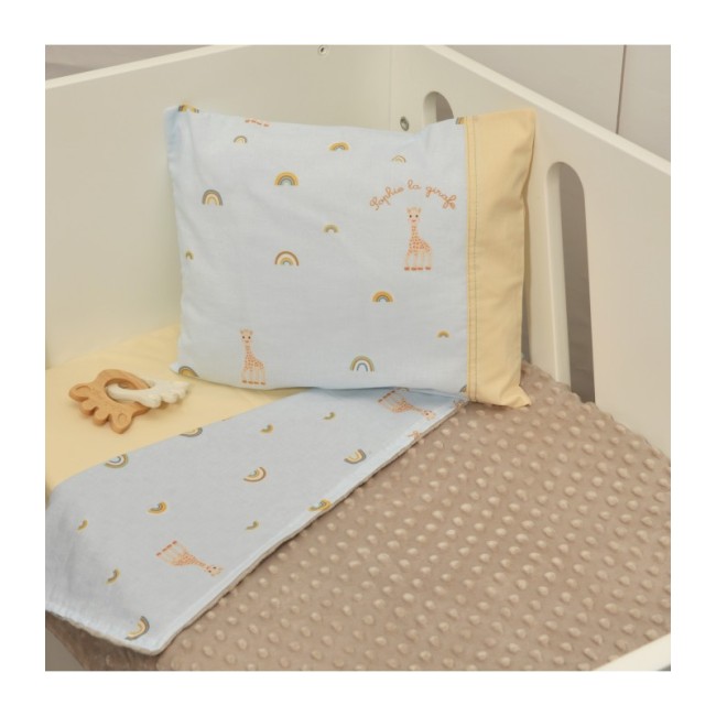 Κουβέρτα λίκνου διπλής όψης Minky Sophie La Girafe σχ 504