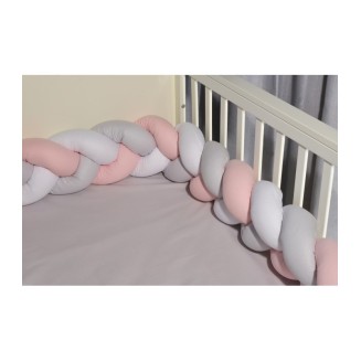 Πάντα Πλεξούδα Τριπλής πλέξης 20x200 Oliver Baby Σχ. 3125 Λευκό-Γκρι-Ροζ