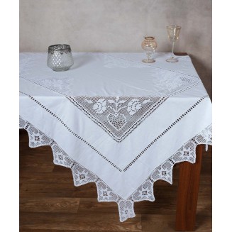 Χειροποίητο Τραπεζομάντηλο 170x320 Silk Fashion 1460  Λευκό