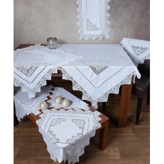 Χειροποίητο Τραπεζομάντηλο 170x320 Silk Fashion 2540  Λευκό