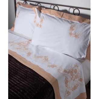 Σεντόνι Σετ Χειροποίητο 3 Τεμ. 225x270 Silk Fashion 644-1 Καφε