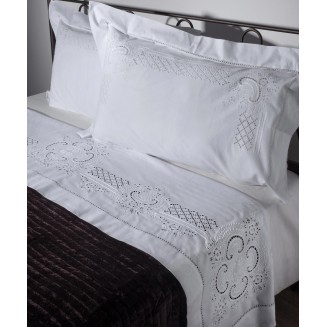 Σεντόνι Σετ Χειροποίητο 3 Τεμ. 225x270 Silk Fashion 710 Λευκο