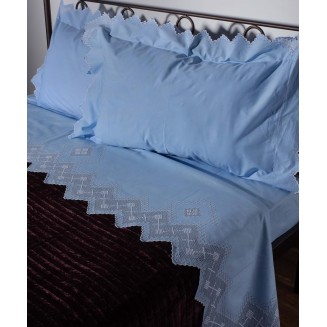Σεντόνι Σετ Χειροποίητο Φιλτιρέ 225x270 Silk Fashion 712 Σιελ