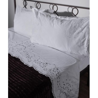 Σεντόνι Σετ Χειροποίητο Κοφτό 3 Τεμ. 225x270 Silk Fashion 931113 Λευκο
