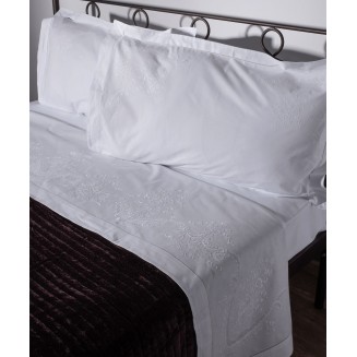 Χειροποίητο Σεντόνι 2468 Τριών Τεμαχίων (225Cm X 270Cm) Λευκό Silk Fashion