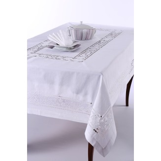 Χειροποίητο Τραπεζομάντηλο 120x180 Silk Fashion 682 Λευκό