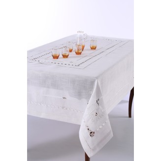 Χειροποίητο Τραπεζομάντηλο Με 8 Πετσέτες 180x180 Silk Fashion 9108 Λευκό