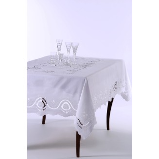 Χειροποίητο Τραπεζομάντηλο 140x140 Silk Fashion act8 Λευκό