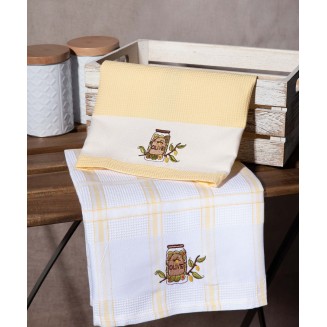 Σετ 2 Τεμ. Ποτηρόπανα 50x70 Silk Fashion Βάζο Κίτρινο