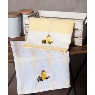 Σετ 2 Τεμ. Ποτηρόπανα 50x70 Silk Fashion Μπουκάλι Κίτρινο