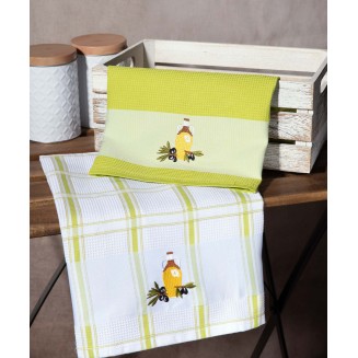 Σετ 2 Τεμ. Ποτηρόπανα 50x70 Silk Fashion Μπουκάλι Πράσινο