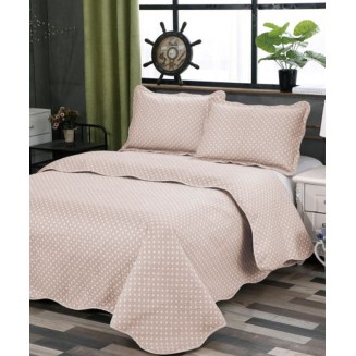 Κουβερλί Σετ Υπέρδιπλο 220x240 Silk Fashion Dot Beige