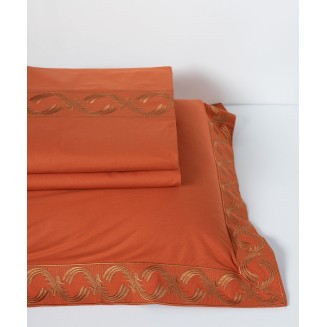 Σεντόνια Βαμβακερά ( 230Cm X 250Cm 2X 50Cm X 70Cm) M110 Κεραμιδί Silk Fashion
