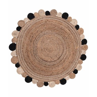 Χαλί Με Διάμετρο 150cm Silk Fashion Γιούτα 1732 Black