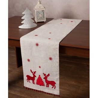 Χριστουγεννιάτικη Τραβέρσα Nw345 (35Cm X 175Cm) Άμμου Silk Fashion