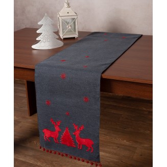 Χριστουγεννιάτικη Τραβέρσα Nw345 (35Cm X 175Cm) Ανθρακί Silk Fashion