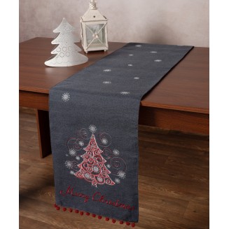 Χριστουγεννιάτικη Τραβέρσα Nw347 (35Cm X 175Cm) Ανθρακί Silk Fashion