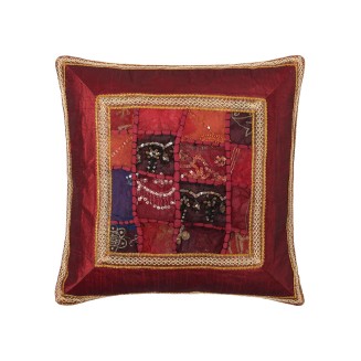Μαξιλαροθήκη Antic Με Φάσα (45Cm X 45Cm) Μπορντώ Silk Fashion
