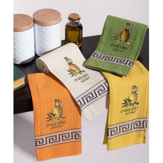 Σετ 12 Τεμ. Ποτηρόπανα 45x65 Silk Fashion Μπουκάλι Λάδι Chalkidiki