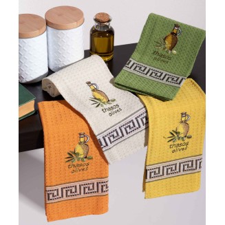 Σετ 12 Τεμ. Ποτηρόπανα 45x65 Silk Fashion Μπουκάλι Λάδι Thasos