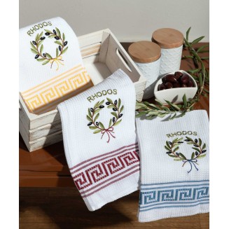 Σετ 12 Τεμ. Ποτηρόπανα 50x70 Silk Fashion Στεφάνι Rhodes