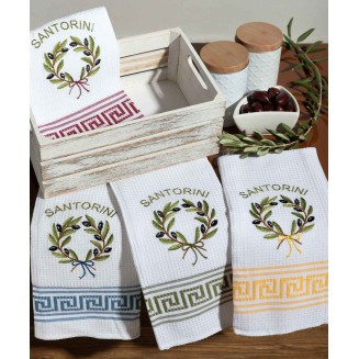 Σετ 12 Τεμ. Ποτηρόπανα 50x70 Silk Fashion Στεφάνι Santorini