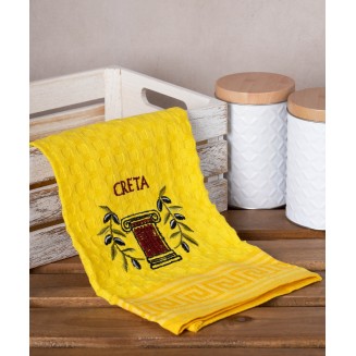 Σετ 12 Τεμ. Ποτηρόπανα Γκοφρέ 50x70 Silk Fashion Κίτρινο Κίονας Creta