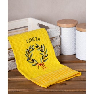 Σετ 12 Τεμ. Ποτηρόπανα Γκοφρέ 50x70 Silk Fashion Κίτρινο Στεφάνι Creta