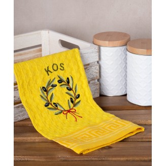 Σετ 12 Τεμ. Ποτηρόπανα Γκοφρέ 50x70 Silk Fashion Κίτρινο Στεφάνι Kos