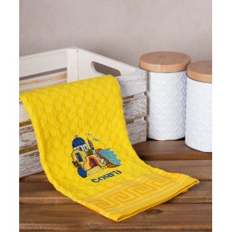 Σετ 12 Τεμ. Ποτηρόπανα Γκοφρέ 50x70 Silk Fashion Κίτρινος Εκκλησία Corfu