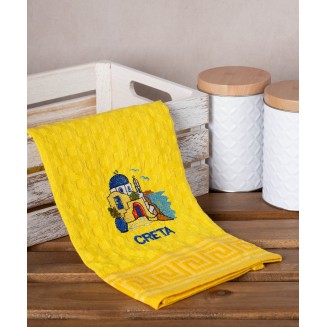 Σετ 12 Τεμ. Ποτηρόπανα Γκοφρέ 50x70 Silk Fashion Κίτρινος Εκκλησία Creta