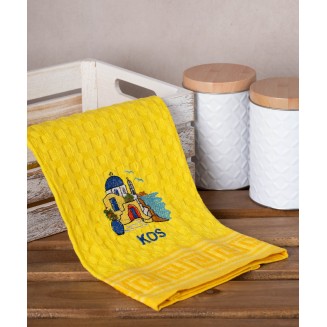 Σετ 12 Τεμ. Ποτηρόπανα Γκοφρέ 50x70 Silk Fashion Κίτρινος Εκκλησία Kos