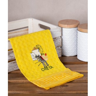 Σετ 12 Τεμ. Ποτηρόπανα Γκοφρέ 50x70 Silk Fashion Κίτρινος Γαίδαρος Creta