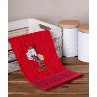 Σετ 12 Τεμ. Ποτηρόπανα Γκοφρέ 50x70 Silk Fashion Κόκκινο Γάιδαρος Creta