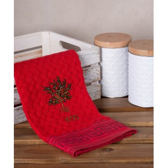 Σετ 12 Τεμ. Ποτηρόπανα Γκοφρέ 50x70 Silk Fashion Κόκκινο Γλάστρα  Kos