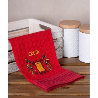 Σετ 12 Τεμ. Ποτηρόπανα Γκοφρέ 50x70 Silk Fashion Κόκκινο Κίονας Creta