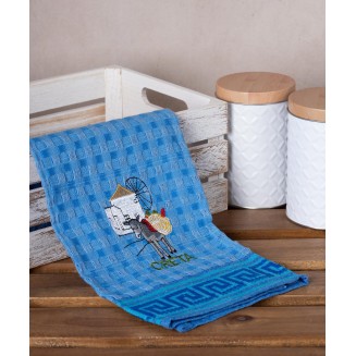 Σετ 12 Τεμ. Ποτηρόπανα Γκοφρέ 50x70 Silk Fashion Μπλέ Γαίδαρος Creta