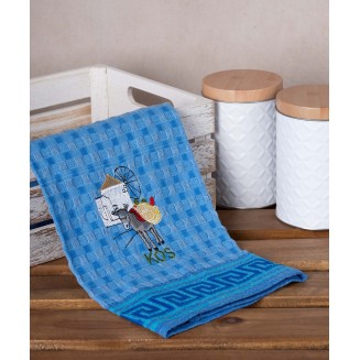 Σετ 12 Τεμ. Ποτηρόπανα Γκοφρέ 50x70 Silk Fashion Μπλέ Γαίδαρος Kos